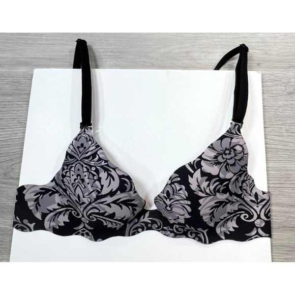 Victoria's Secret Very Sexy Push-Up Bra 32A Floral Black Gray‎ - Picture 1 of 8